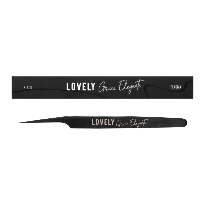 Пинцет для ресниц Lovely Nanofiber Grace Elegante Black (прямой с изгибом) Пинцет для ресниц Lovely Nanofiber Grace Elegante Black (прямой с изгибом)